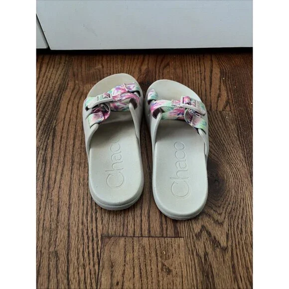 Chaco Women's Chillos Slide-on Sandal Light Tie Dye & Gray Size 6 - Picture 4 of 5
